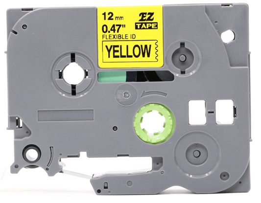 Brother TZeFX631 Tape sort tekst på gul tape Fleksibel – 12mm x 8m – Uoriginal