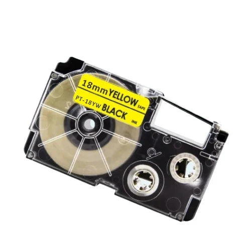 Casio XR-18YW Sort tekst / Gul tape 18 mm x 8 m tape - Kompatibel