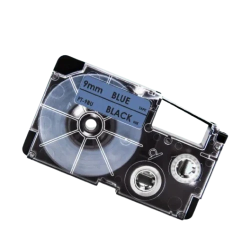 Casio XR-9BU Sort tekst / Blå tape 9 mm x 8 m tape - Kompatibel