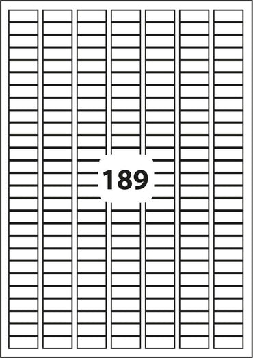 Universaletiketter 189 labels pr ark (25 x 10mm) 100 ark 18900 labels i alt