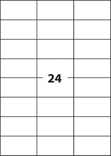 Universaletiketter 24 labels pr ark (70 x 37mm) 100 ark 2400 labels i alt