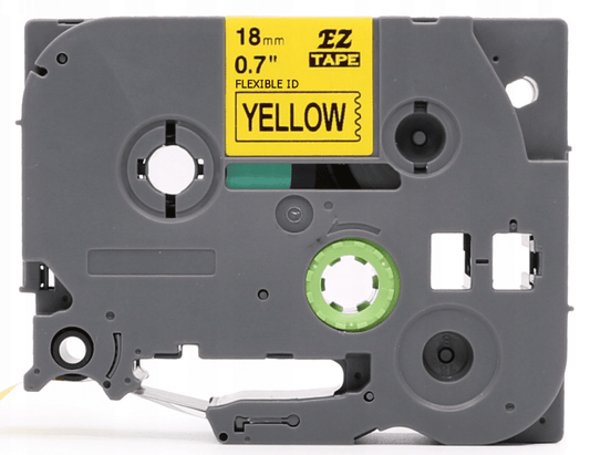 Brother TZeFX641 Tape sort tekst på gul tape Fleksibel – 18mm x 8m – Uoriginal