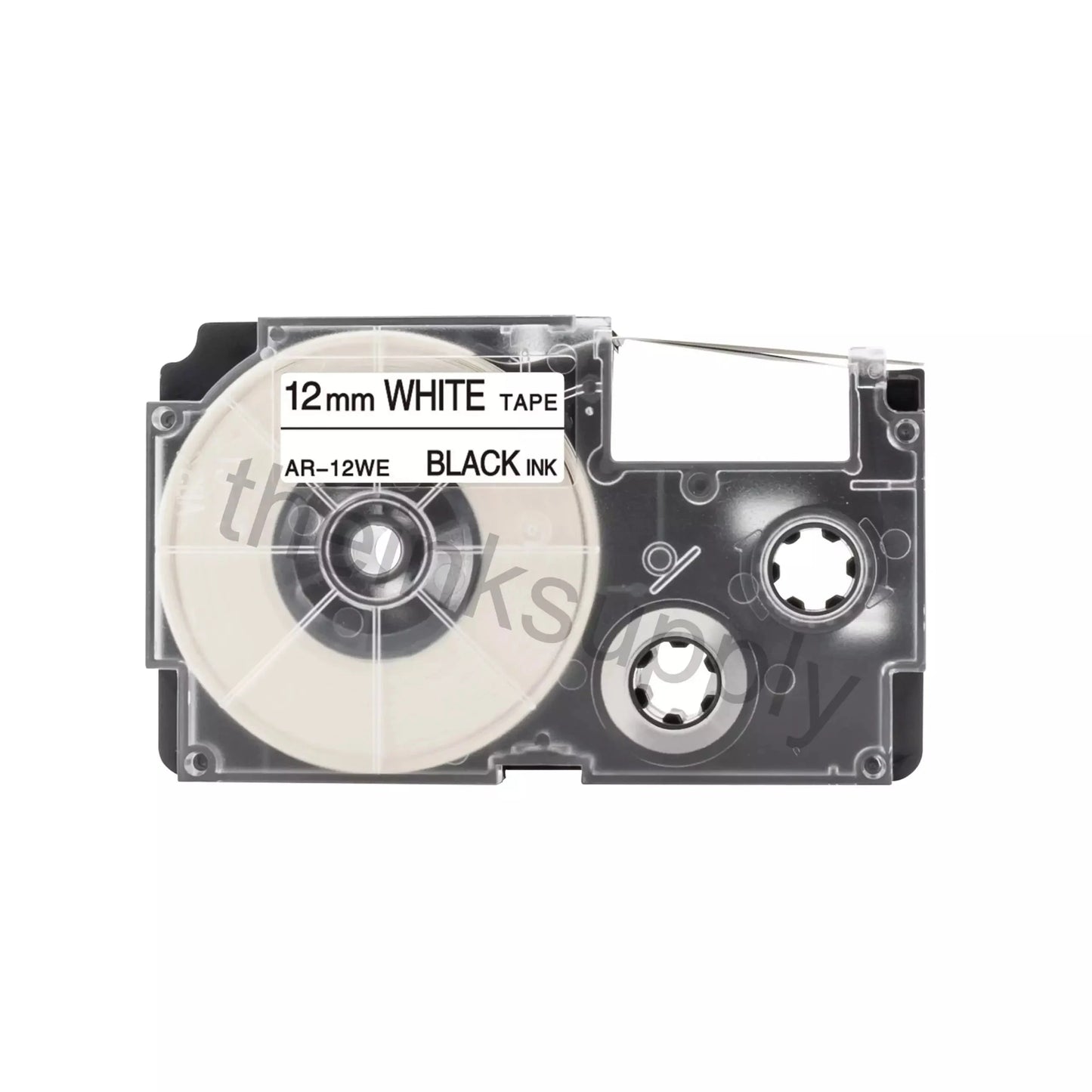 Casio XR-12WE Sort tekst / Hvid tape 12 mm x 8 m tape - Kompatibel