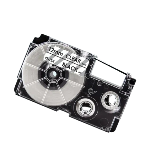 Casio XR-12X Sort tekst / Klar tape 12 mm x 8 m tape - Kompatibel