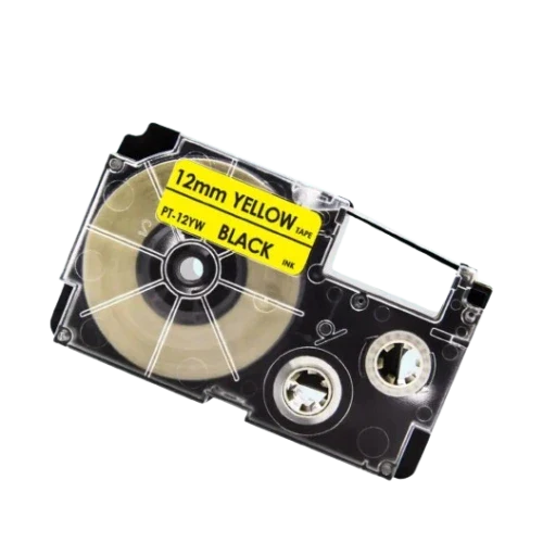 Casio XR-12YW Sort tekst / Gul tape 12 mm x 8 m tape - Kompatibel