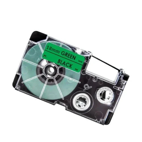 Casio XR-18GN Sort tekst / Grøn tape 18 mm x 8 m tape - Kompatibel