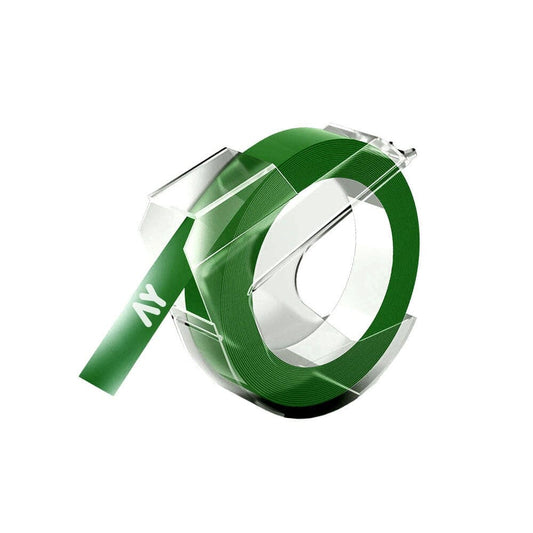 Dymo 3D tape hvid på grøn plastiktape – 9mm x 3m, S0898160, Kompatibel