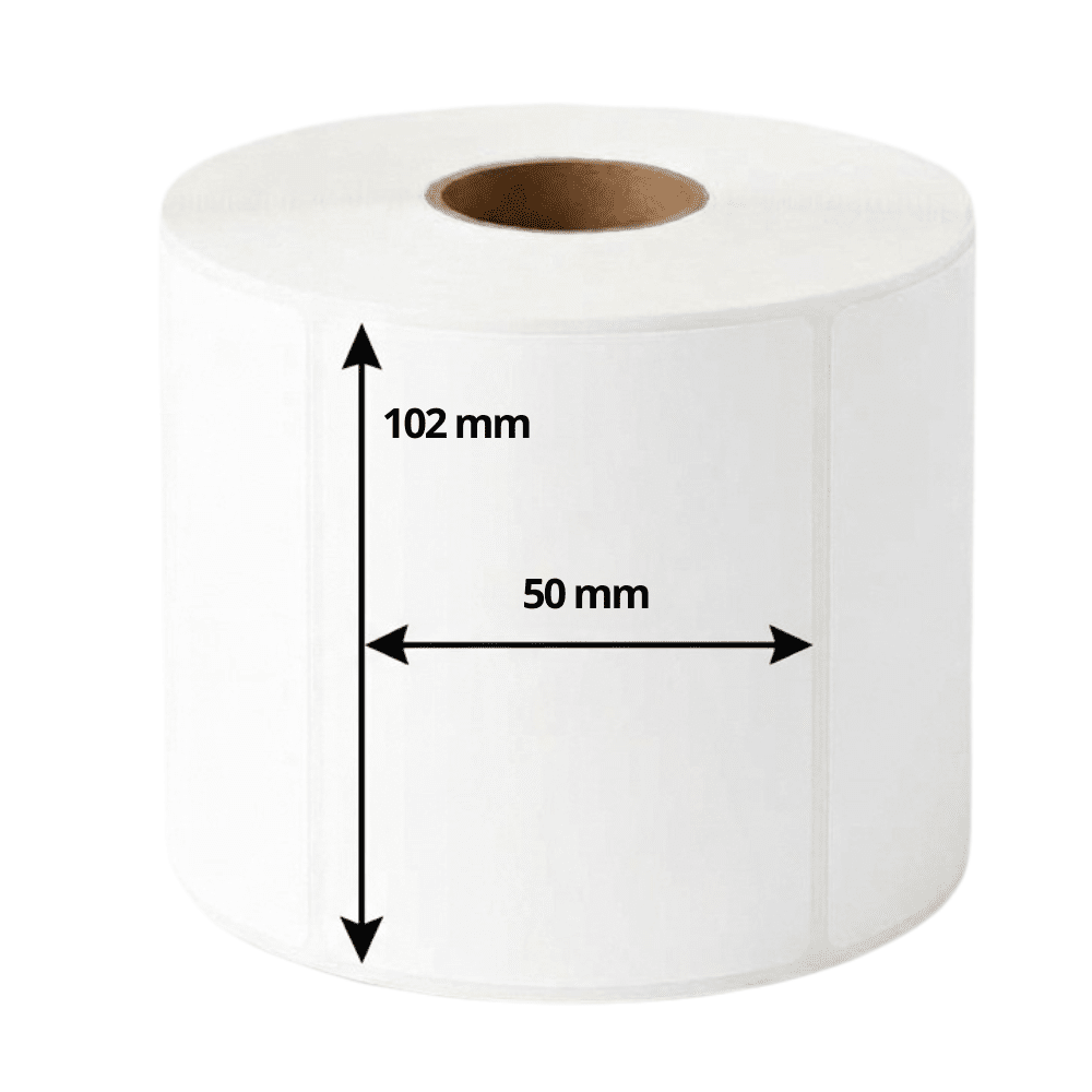 Etikette labels til Zebra printere | 102x50mm | 1300 stk pr. rulle | Thermal labels