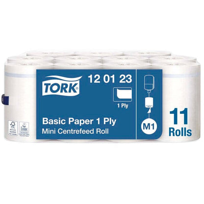 Tork Aftørringspapir Basic 1 Lag 120123 - 11 ruller